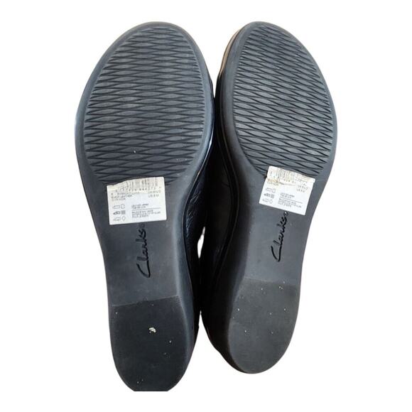 Clarks collection Everlay Luna womens sz 8 black leather comfort shoe strap - Picture 6 of 13